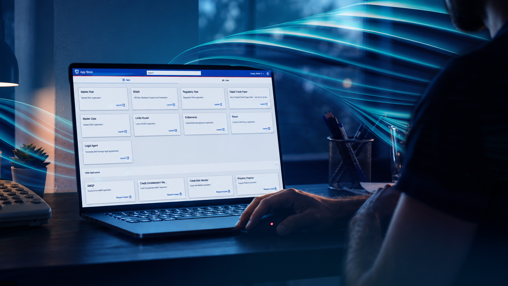 A person working on the Standard Bank computer website