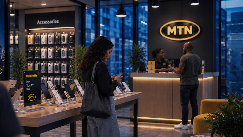 A lady standing in a MTN Store